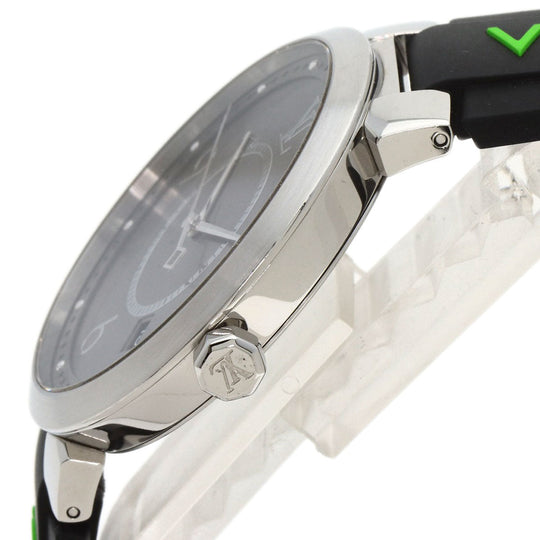 LOUIS VUITTON Watches Quartz Q1DM0 Stainless Steel, Rubber Silver Tambour Slim Eclipse gray dial mens Used Authentic
