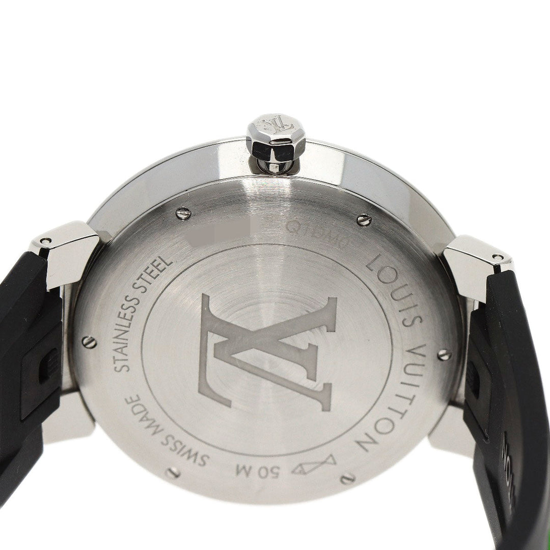 LOUIS VUITTON Watches Quartz Q1DM0 Stainless Steel, Rubber Silver Tambour Slim Eclipse gray dial mens Used Authentic