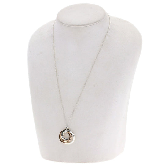 TIFFANY&Co. Necklace SV Silver Interlocking 1837 Women Used Authentic