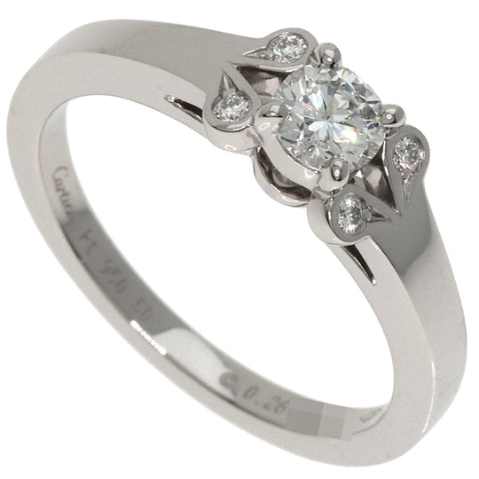 CARTIER Ring PT950 Silver Ballerina Diamond # 50 Women Used Authentic