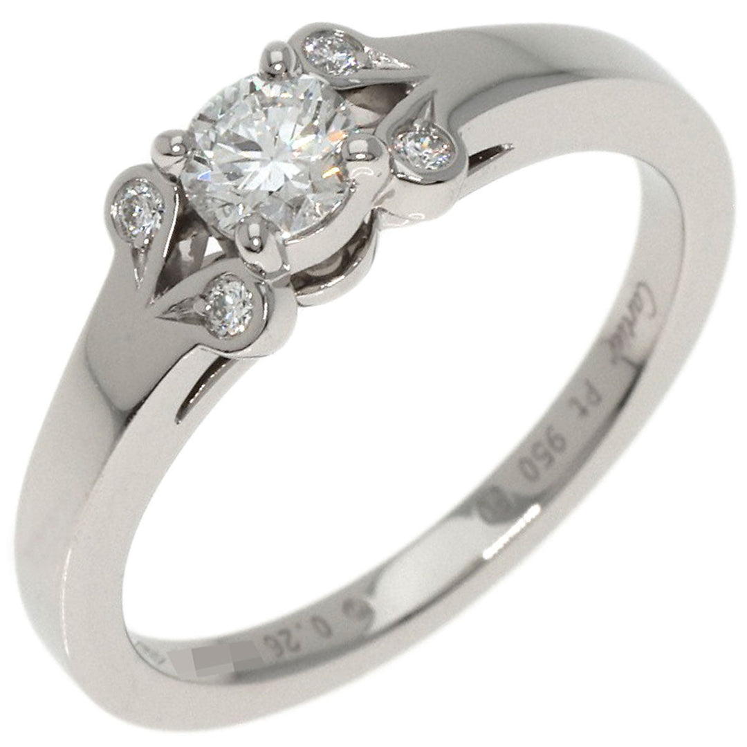 CARTIER Ring PT950 Silver Ballerina Diamond # 50 Women Used Authentic