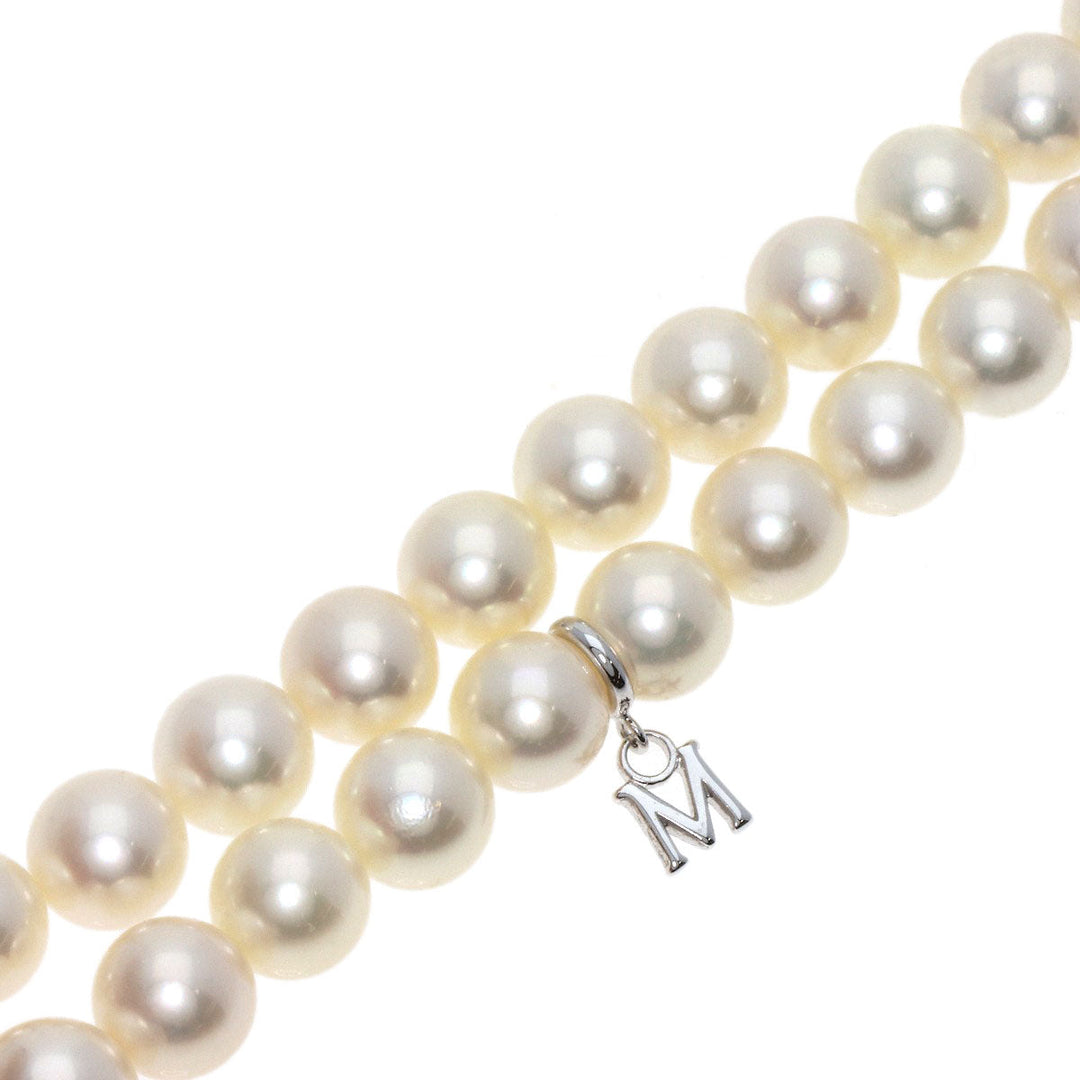 MIKIMOTO Necklace SV white Pearl M charm earrings set of 2 Women Used Authentic