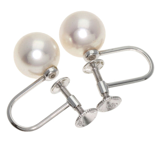 MIKIMOTO Necklace SV white Pearl M charm earrings set of 2 Women Used Authentic