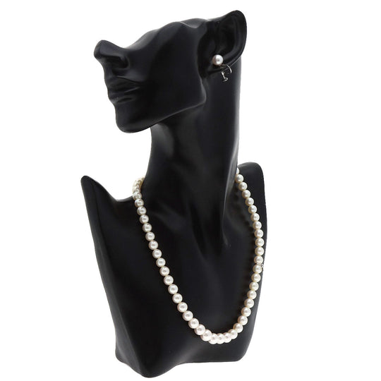 MIKIMOTO Necklace SV white Pearl M charm earrings set of 2 Women Used Authentic