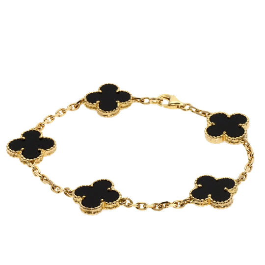 Van Cleef & Arpels bracelet 18K Yellow Gold gold Vintage Alhambra Onyx Women Used Authentic