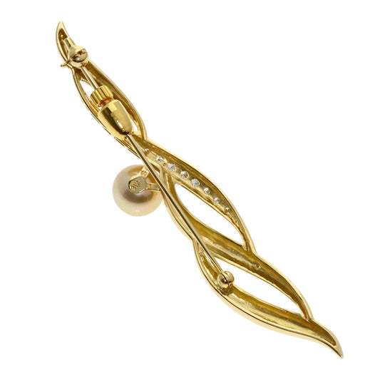 MIKIMOTO Brooch 18K Yellow Gold gold Pearl pearl diamond