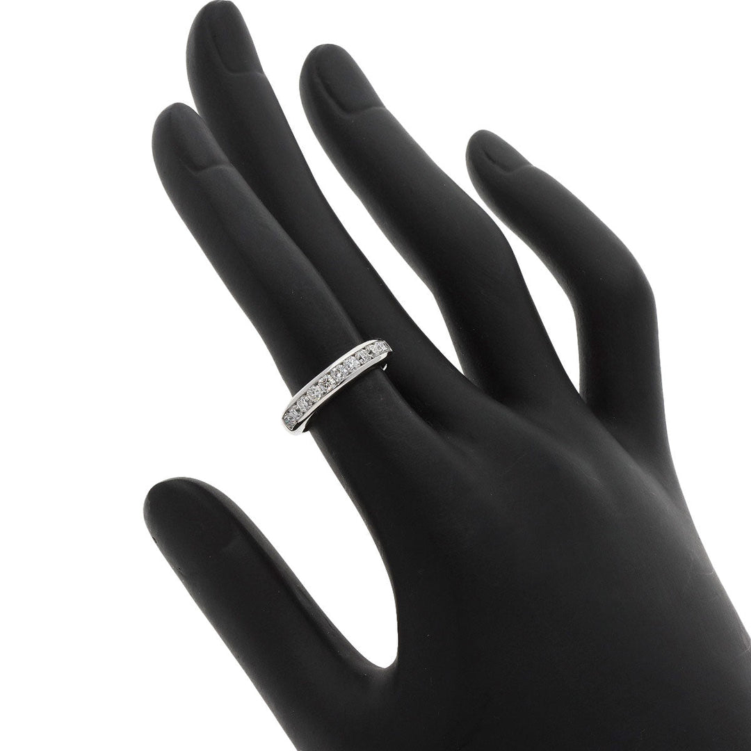 TIFFANY&Co. Ring PT950 Silver Lucida Half Circle Diamond 0.2" wide