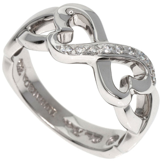 TIFFANY&Co. Ring K18WG Silver Double Loving Heart Diamond Women Used Authentic