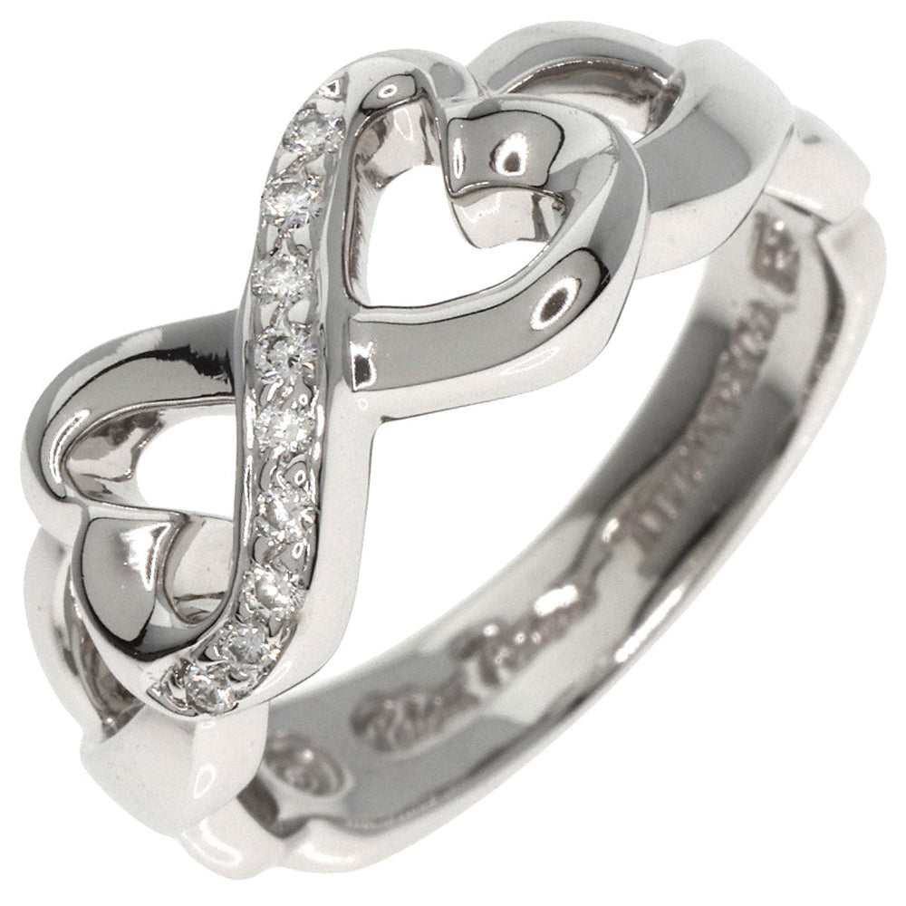 TIFFANY&Co. Ring K18WG Silver Double Loving Heart Diamond Women Used Authentic
