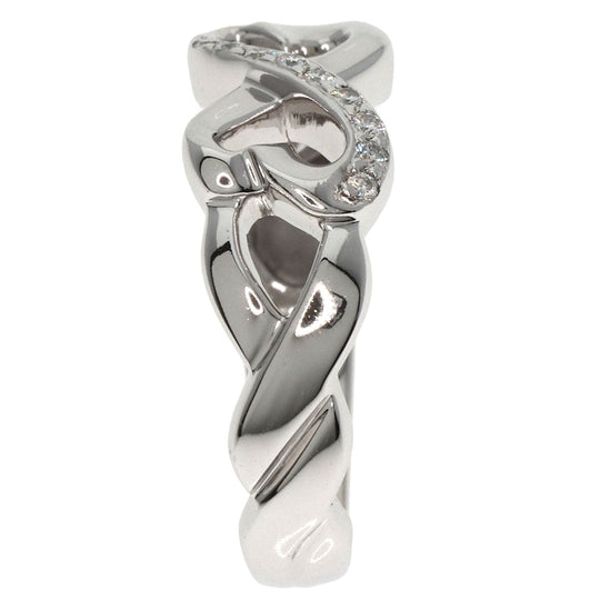 TIFFANY&Co. Ring K18WG Silver Double Loving Heart Diamond Women Used Authentic