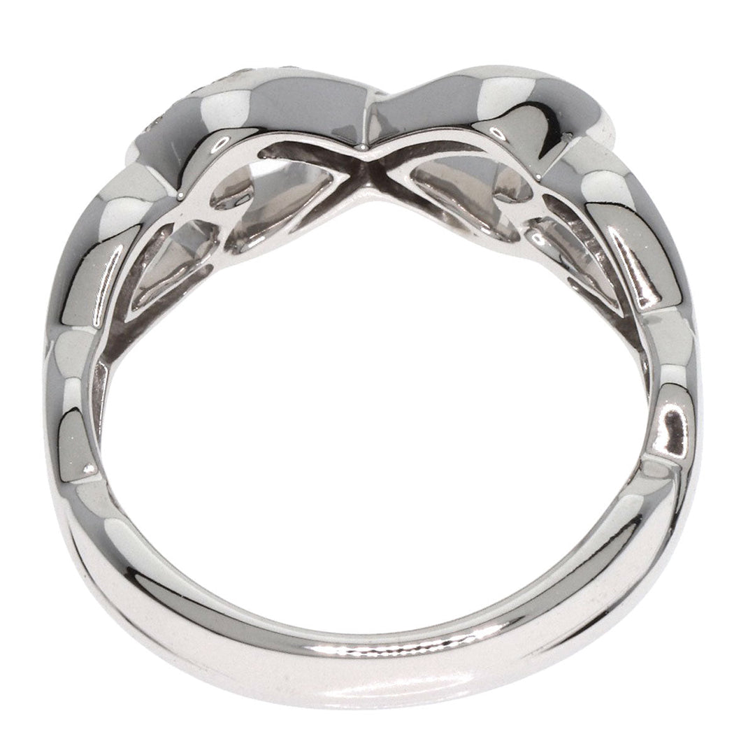 TIFFANY&Co. Ring K18WG Silver Double Loving Heart Diamond Women Used Authentic
