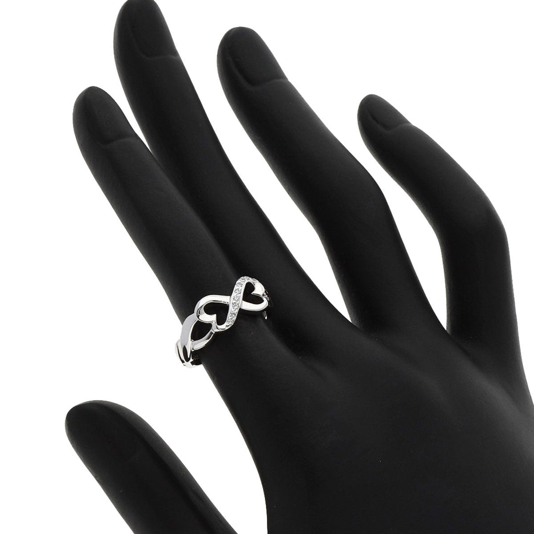 TIFFANY&Co. Ring K18WG Silver Double Loving Heart Diamond Women Used Authentic