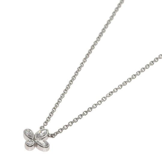 TIFFANY&Co. Necklace PT950 Silver Fleur de lys diamond Women Used Authentic