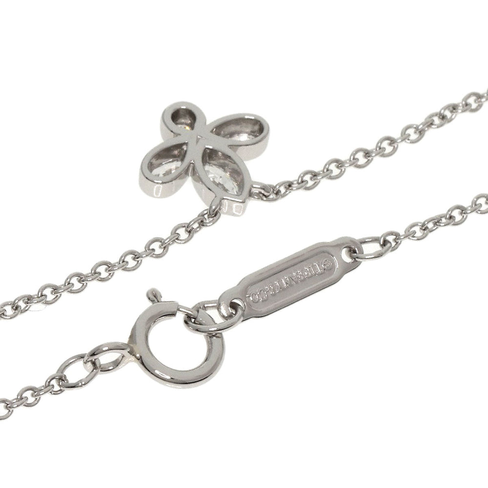 TIFFANY&Co. Necklace PT950 Silver Fleur de lys diamond Women Used Authentic