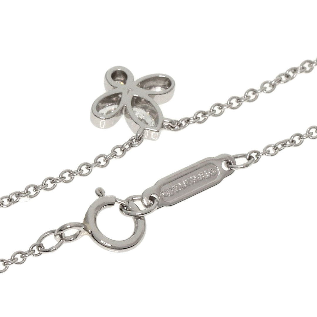 TIFFANY&Co. Necklace PT950 Silver Fleur de lys diamond Women Used Authentic
