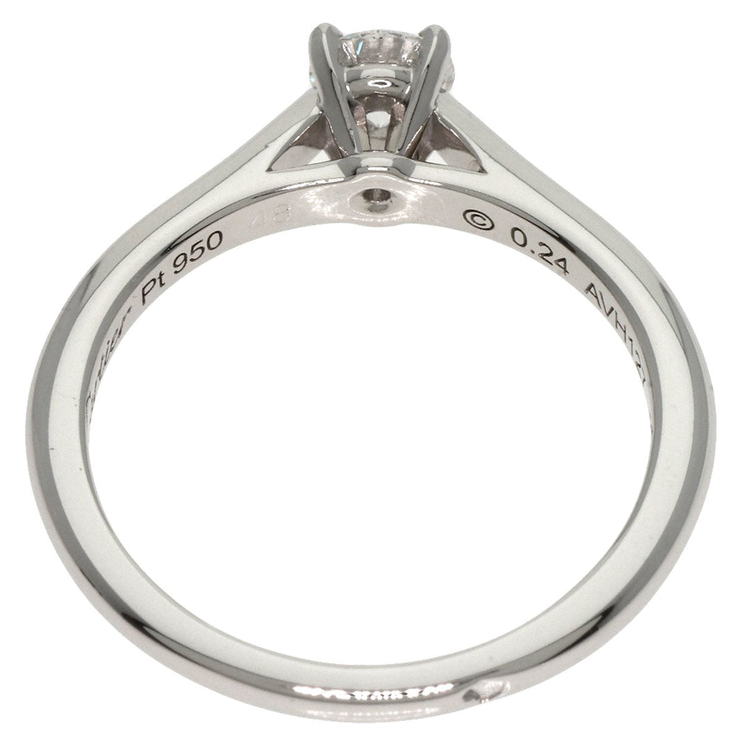 CARTIER Ring PT950 Silver Solitaire 1P Diamond Women Used Authentic