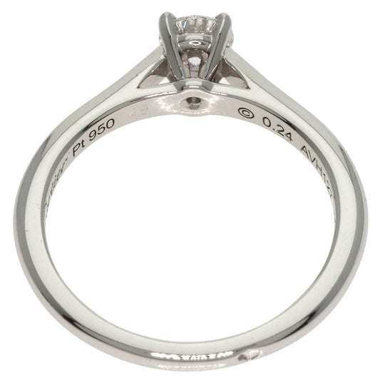 CARTIER Ring PT950 Silver Solitaire 1P Diamond Women Used Authentic