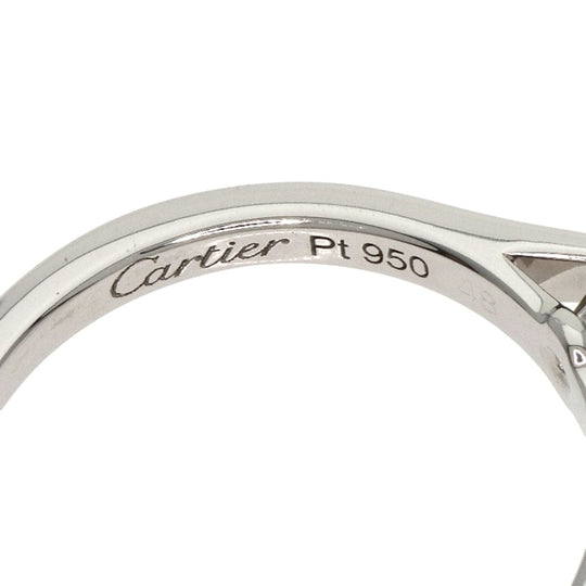 CARTIER Ring PT950 Silver Solitaire 1P Diamond Women Used Authentic