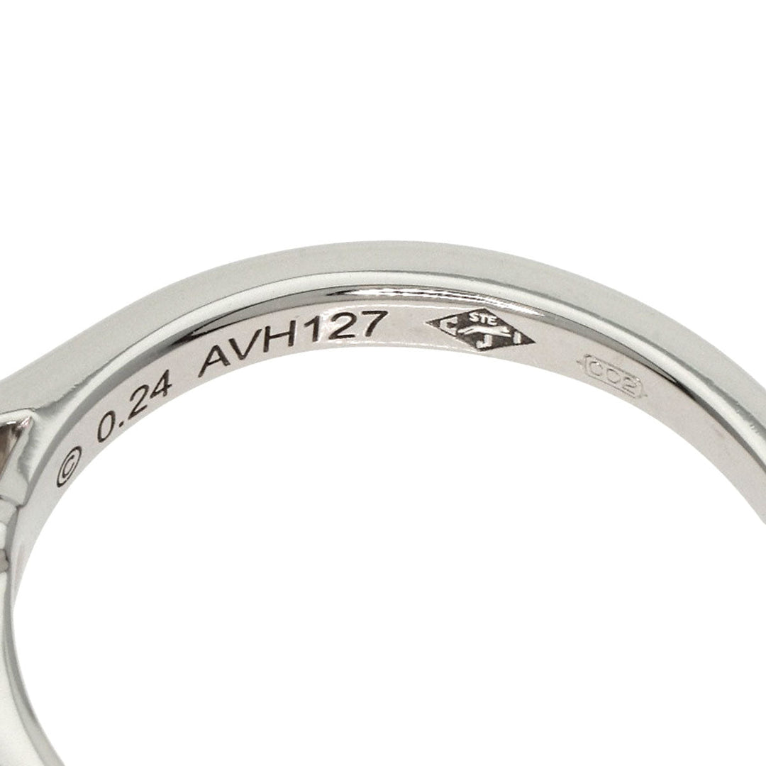 CARTIER Ring PT950 Silver Solitaire 1P Diamond Women Used Authentic