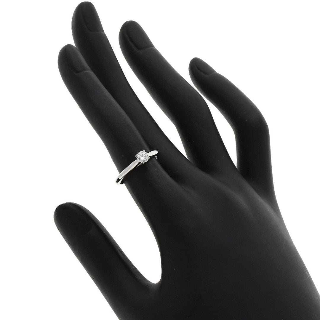 CARTIER Ring PT950 Silver Solitaire 1P Diamond Women Used Authentic