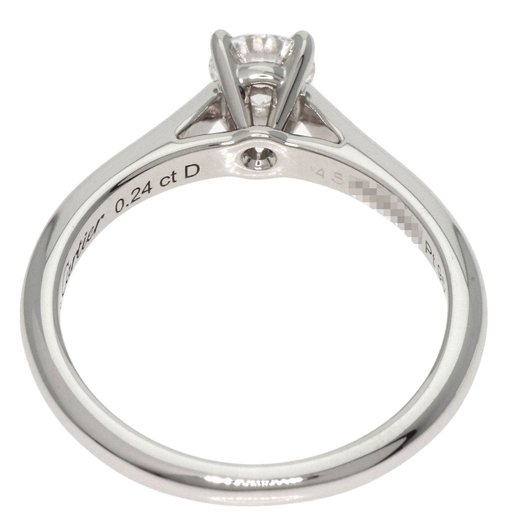 CARTIER Ring PT950 Silver Solitaire Diamond #45 Women Used Authentic