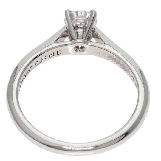 CARTIER Ring PT950 Silver Solitaire Diamond #45 Women Used Authentic