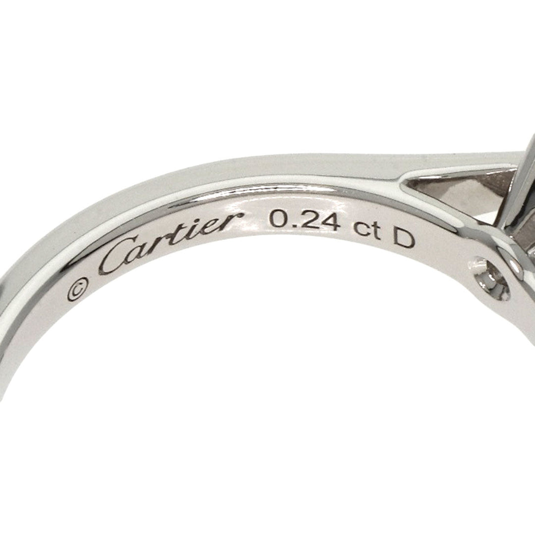 CARTIER Ring PT950 Silver Solitaire Diamond #45 Women Used Authentic