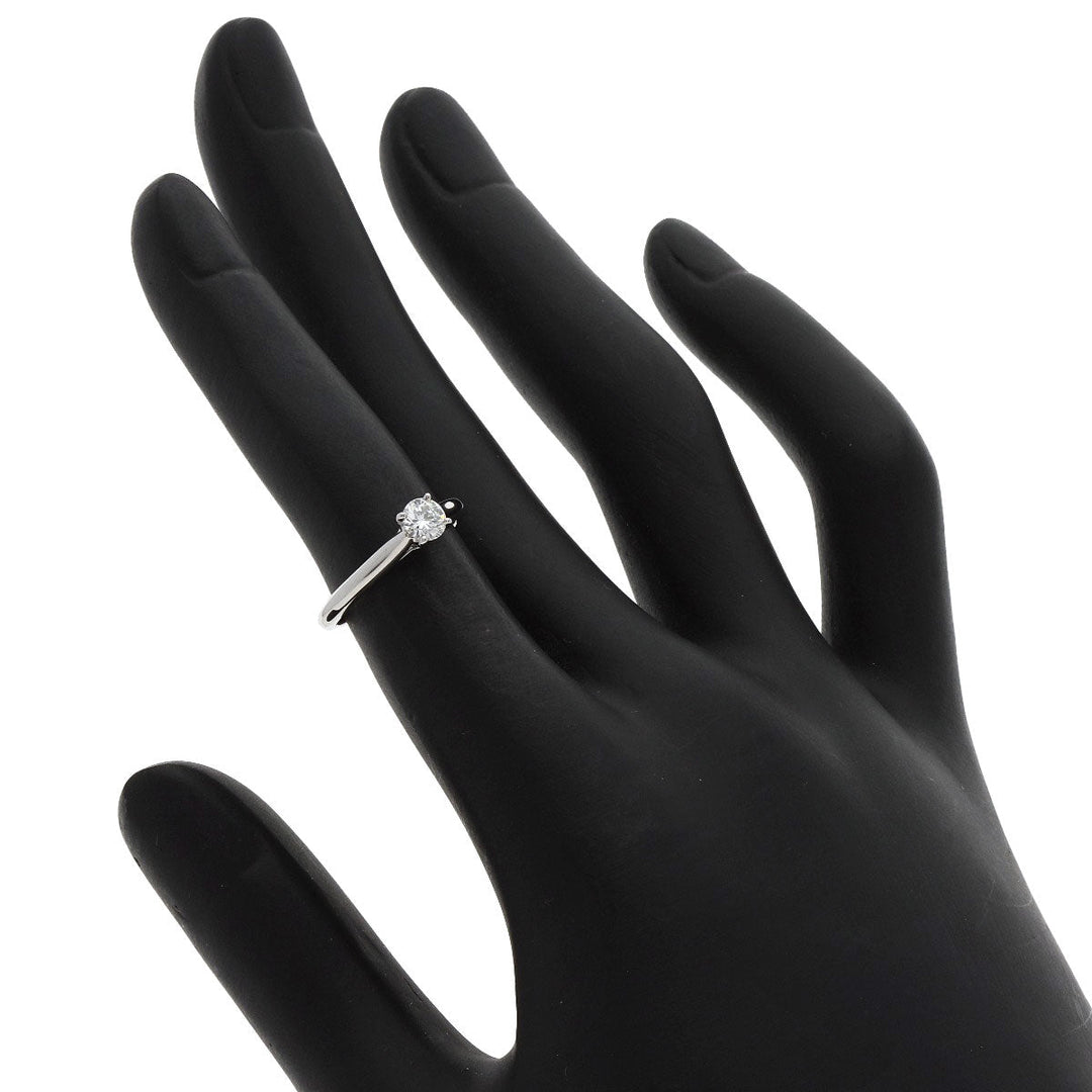 CARTIER Ring PT950 Silver Solitaire Diamond #45 Women Used Authentic