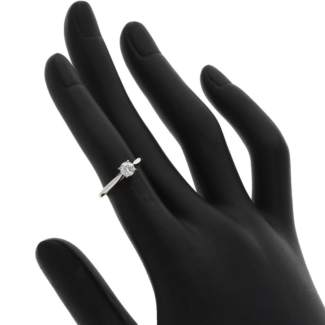 CARTIER Ring PT950 Silver Solitaire Diamond #45 Women Used Authentic