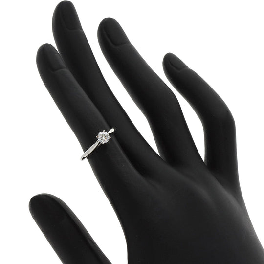 CARTIER Ring PT950 Silver Solitaire Diamond #45 Women Used Authentic