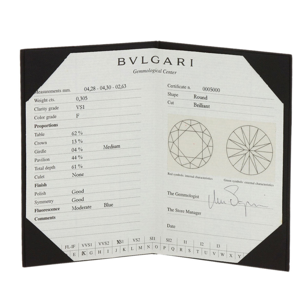 BVLGARI Ring PT950 Silver 1P diamond Women Used Authentic