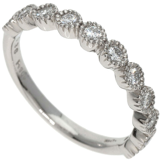 agete Ring PT900 Silver Half eternity Diamond Women Used Authentic