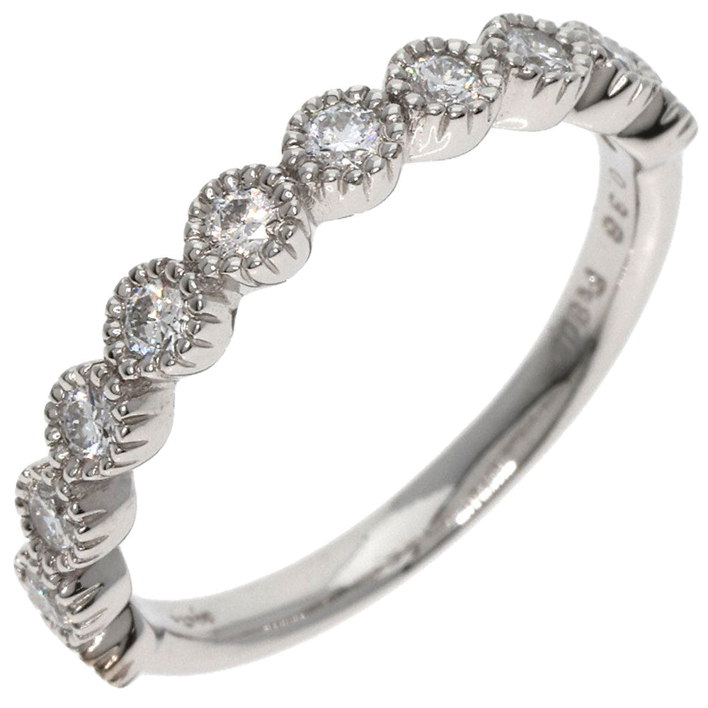 agete Ring PT900 Silver Half eternity Diamond Women Used Authentic