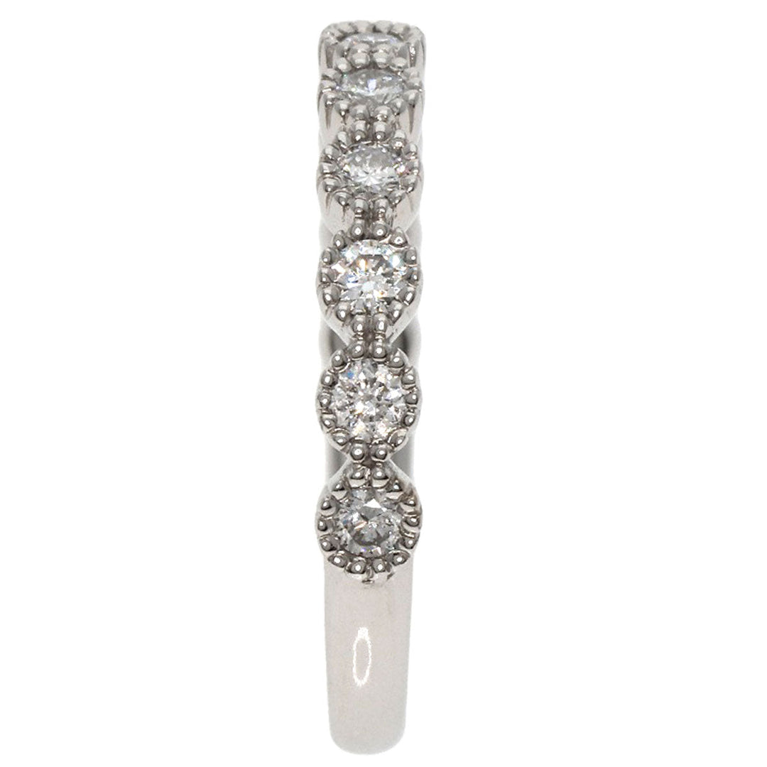 agete Ring PT900 Silver Half eternity Diamond Women Used Authentic