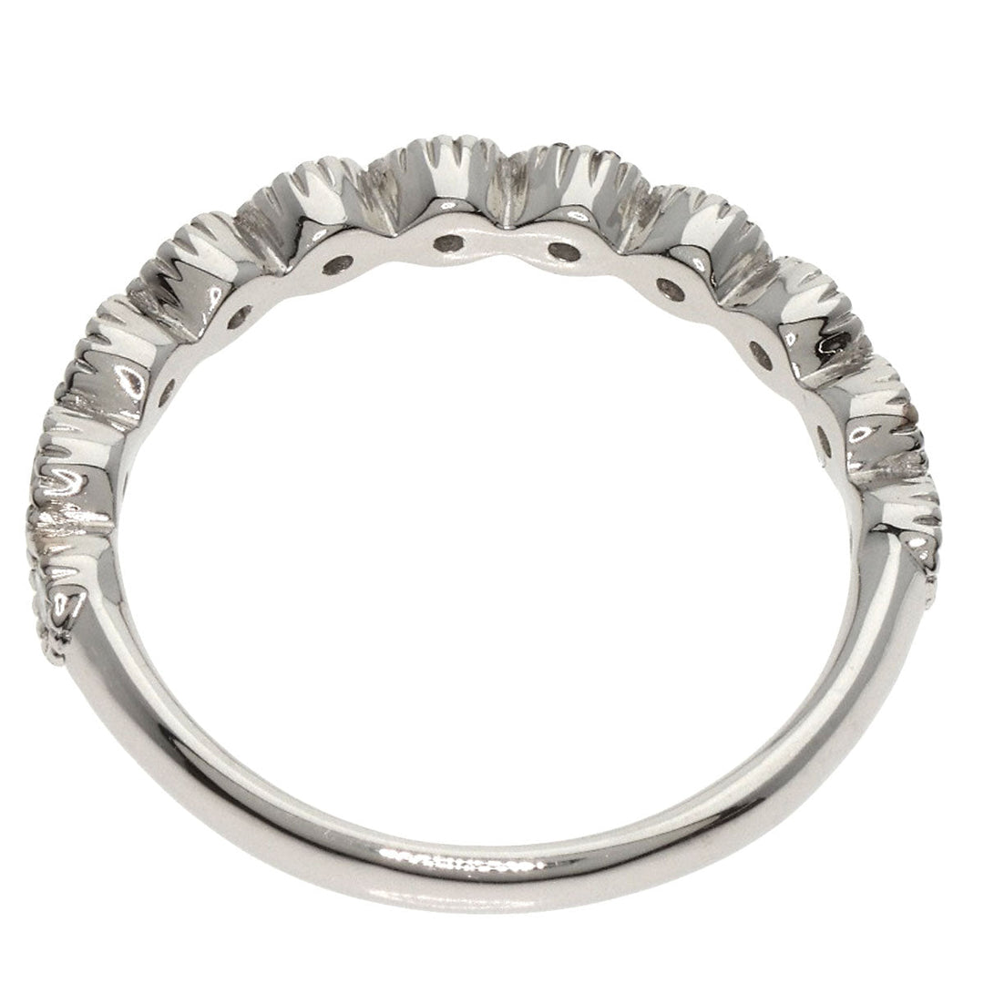 agete Ring PT900 Silver Half eternity Diamond Women Used Authentic