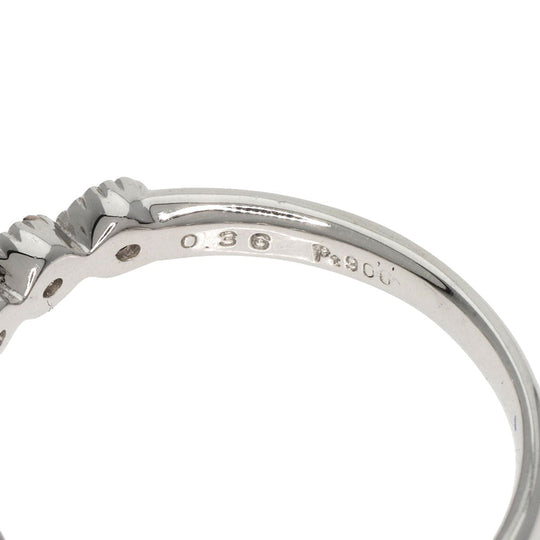 agete Ring PT900 Silver Half eternity Diamond Women Used Authentic