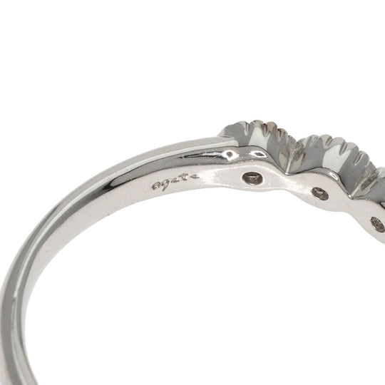 agete Ring PT900 Silver Half eternity Diamond Women Used Authentic