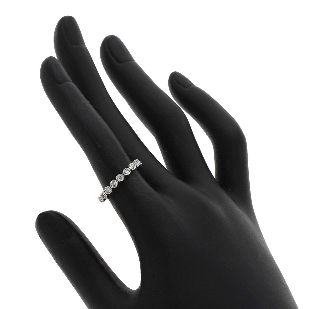 agete Ring PT900 Silver Half eternity Diamond Women Used Authentic
