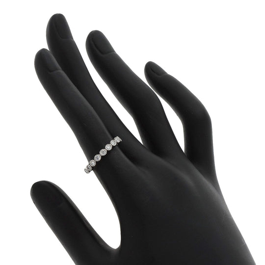 agete Ring PT900 Silver Half eternity Diamond Women Used Authentic