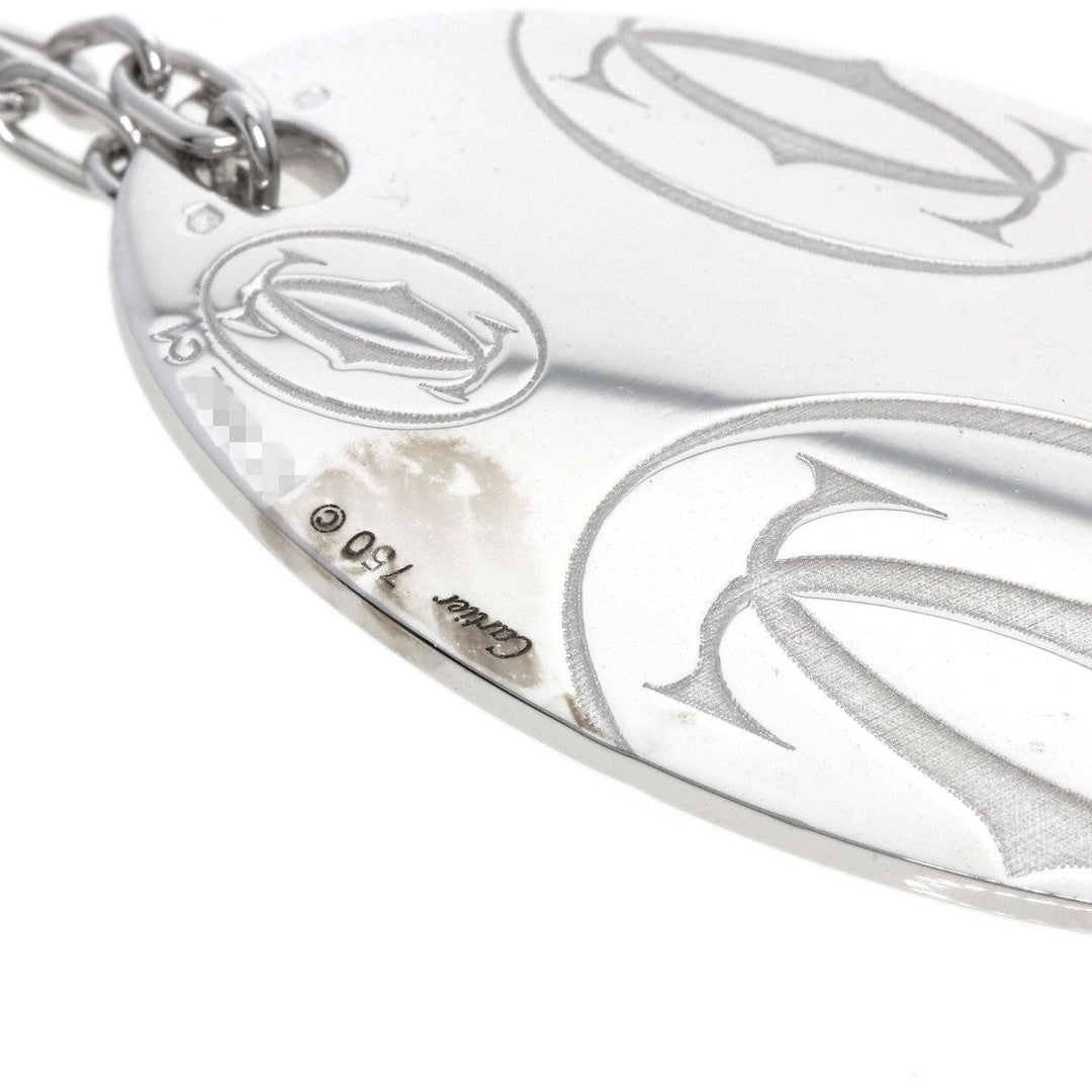 CARTIER Necklace K18WG Silver Happy Birthday Oval Women Used Authentic