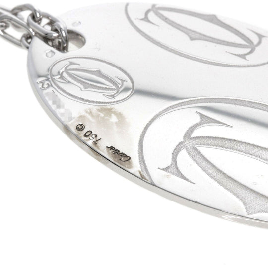 CARTIER Necklace K18WG Silver Happy Birthday Oval Women Used Authentic