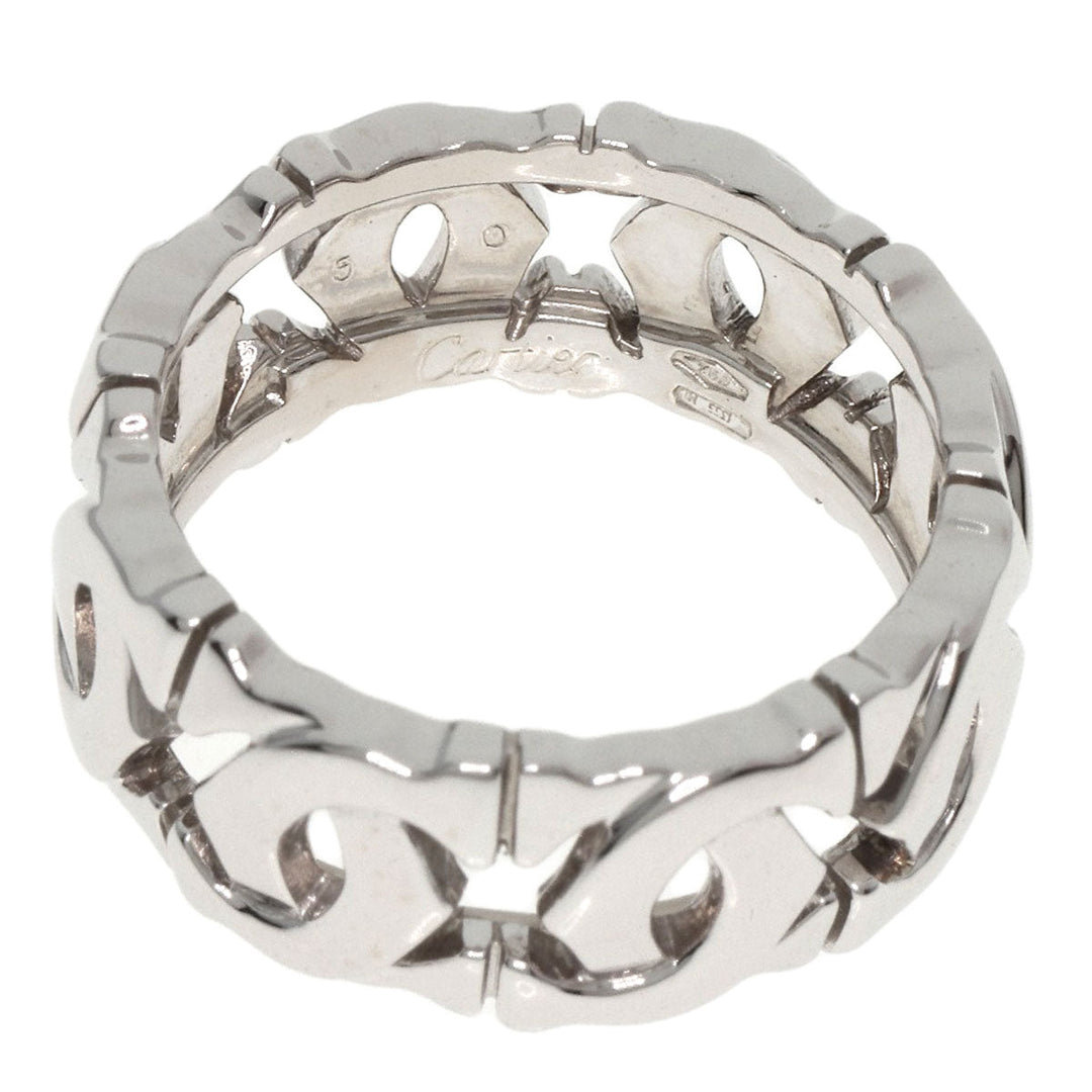 CARTIER Ring K18WG Silver Entrelaces #50