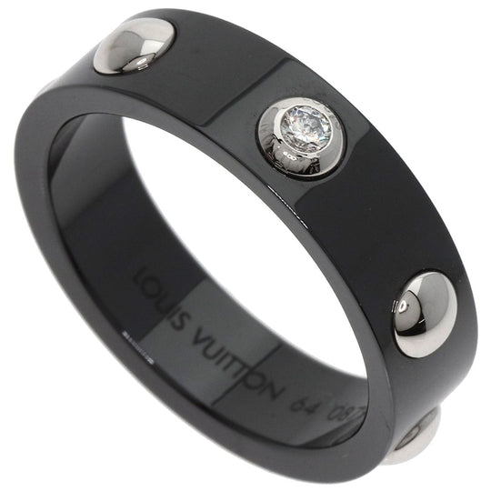 LOUIS VUITTON Ring Ceramic, PT900 black Petitberg Crew 1P Diamond #64 Women Used Authentic