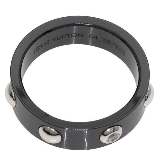 LOUIS VUITTON Ring Ceramic, PT900 black Petitberg Crew 1P Diamond #64 Women Used Authentic