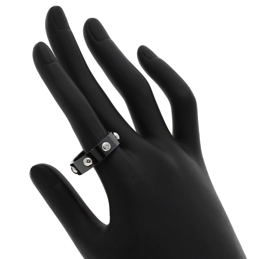 LOUIS VUITTON Ring Ceramic, PT900 black Petitberg Crew 1P Diamond #64 Women Used Authentic