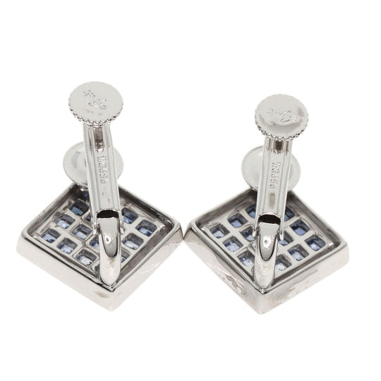 JUNE Earring K18WG Silver Sapphire diamond Women Used Authentic