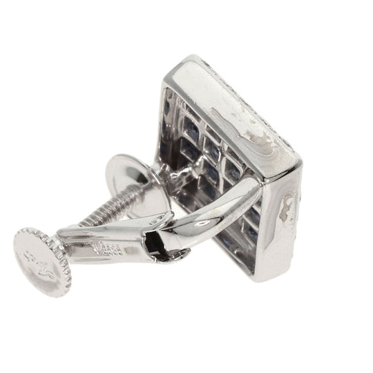 JUNE Earring K18WG Silver Sapphire diamond Women Used Authentic