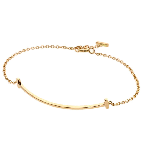 TIFFANY&Co. bracelet 18K Pink Gold gold T smile small Women Used Authentic
