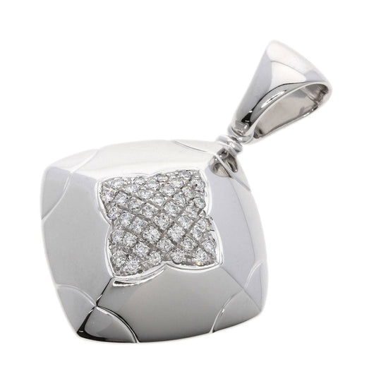 BVLGARI Pendant top K18WG Silver Pyramide Pav Diamond Women Used Authentic