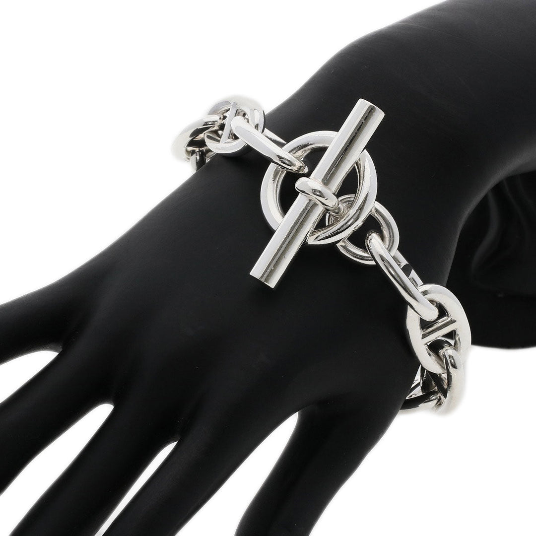 HERMES bracelet SV Silver Chene Dunkle GM Women Used Authentic